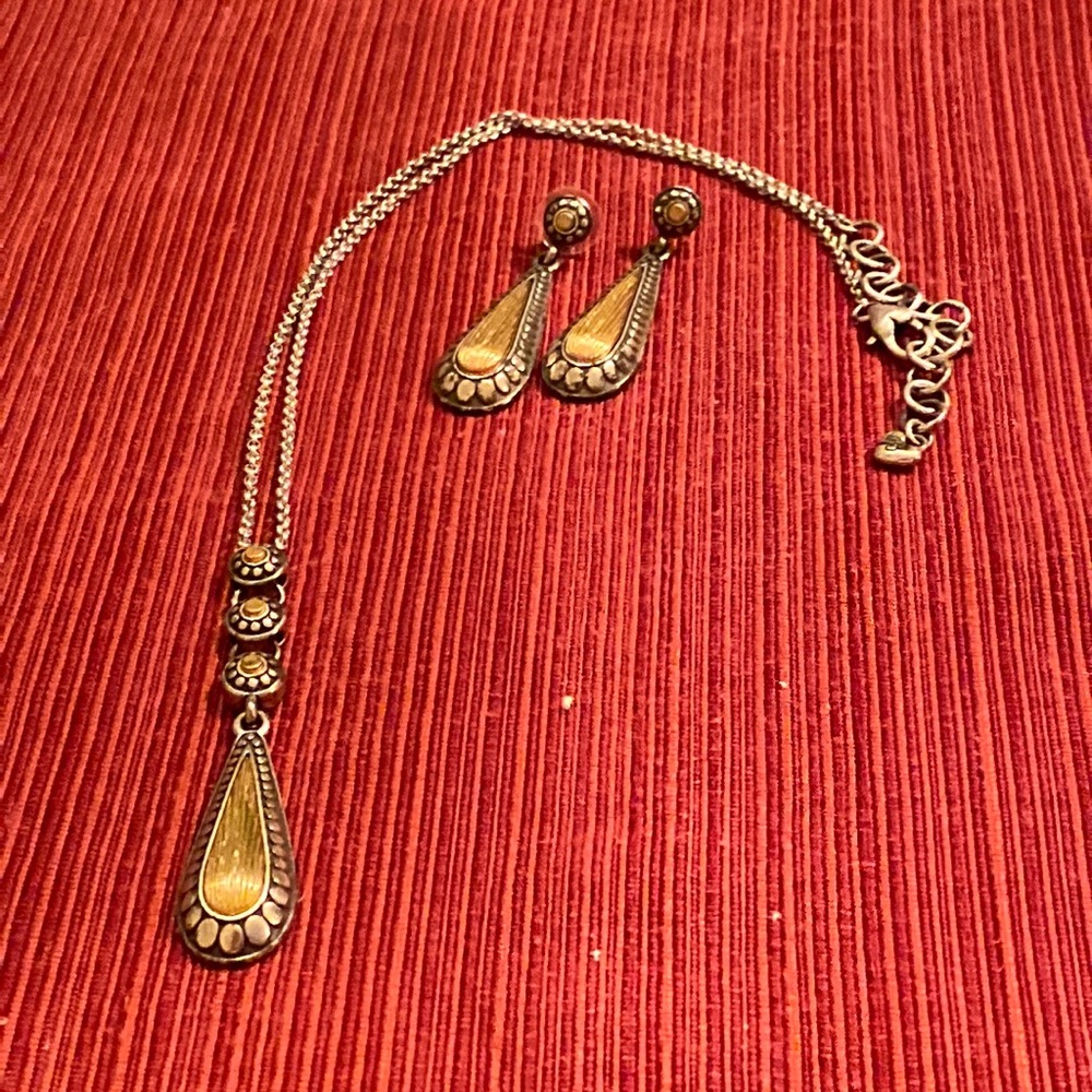 Brighton mixed metal Vintage necklace and earrings.